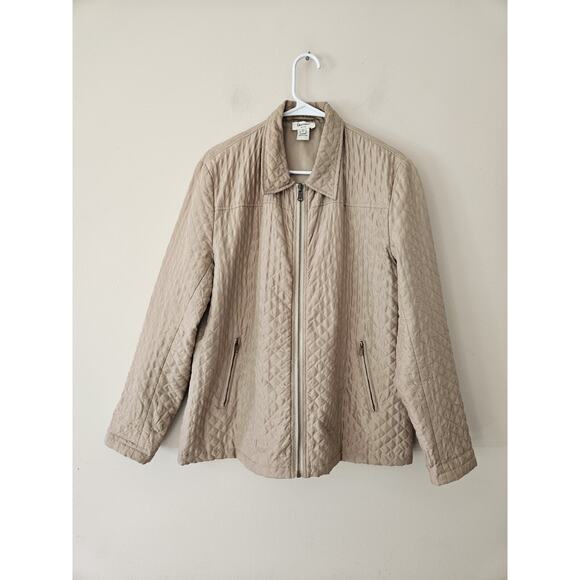 Dorman Womens Large Silk Quilted Jacket Lightweight Beige Tan - Picture 1 of 9